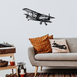 Wallity Airplane - APT322MS Escultura de Pared de Metal Negra